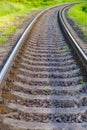 The railway turning in perspective, as represent of Ã¢â¬â¹Ã¢â¬â¹the variability of the way Royalty Free Stock Photo